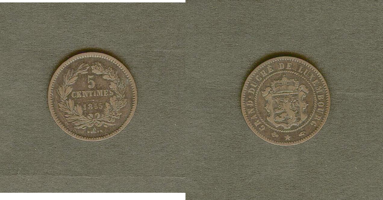 Luxembourg 5 centimes 1855A gVF
